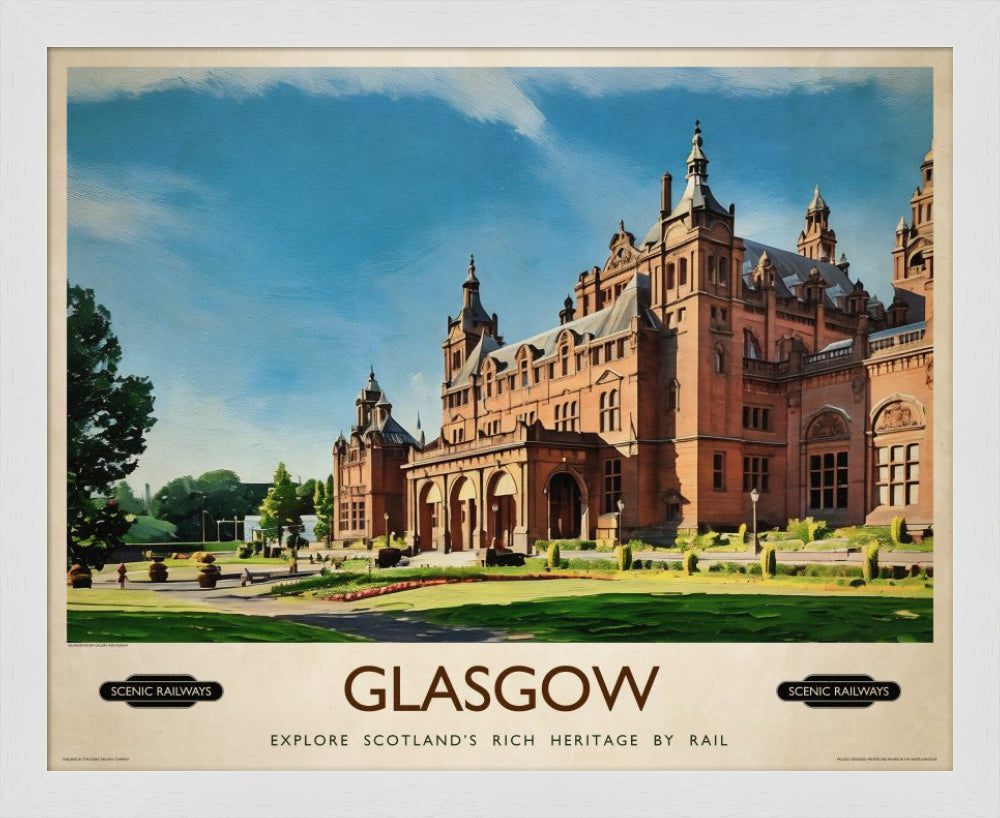Vintage travel poster- Glasgow, Kelvingrove Art Gallery and Museum - Scenic Railways