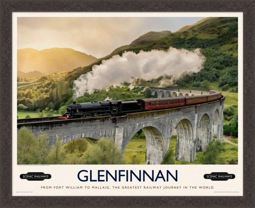 Vintage travel poster- Glenfinnan, Scottish Highlands - Scenic Railways
