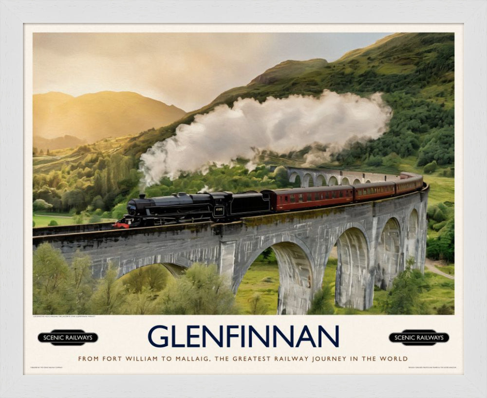 Vintage travel poster- Glenfinnan, Scottish Highlands - Scenic Railways