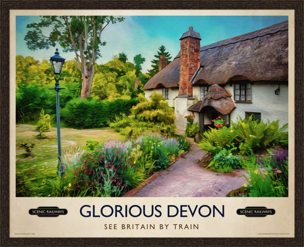 Vintage travel poster- Glorious Devon - Scenic Railways