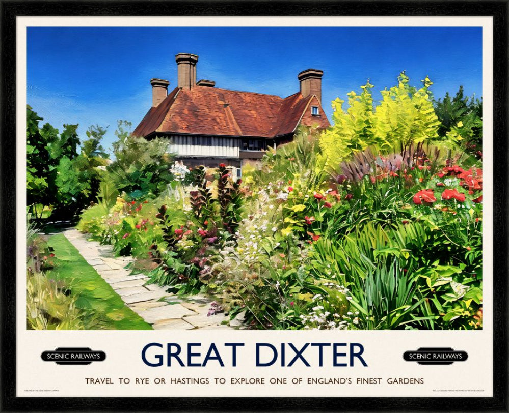 Vintage travel poster- Great Dixter, East Sussex - Scenic Railways