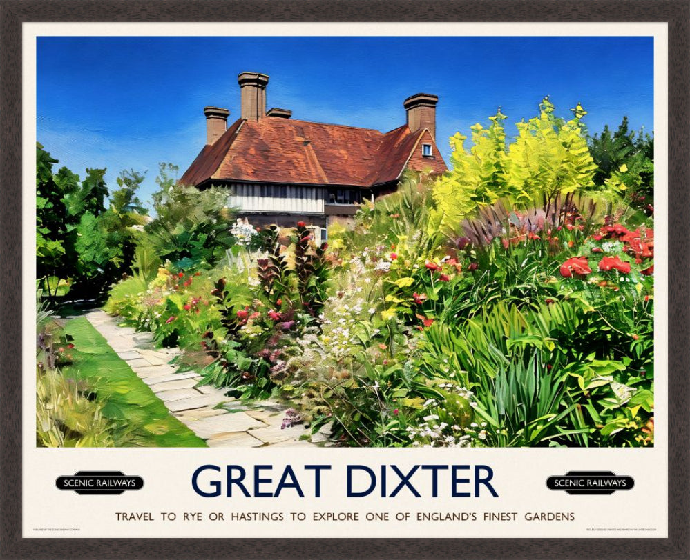 Vintage travel poster- Great Dixter, East Sussex - Scenic Railways
