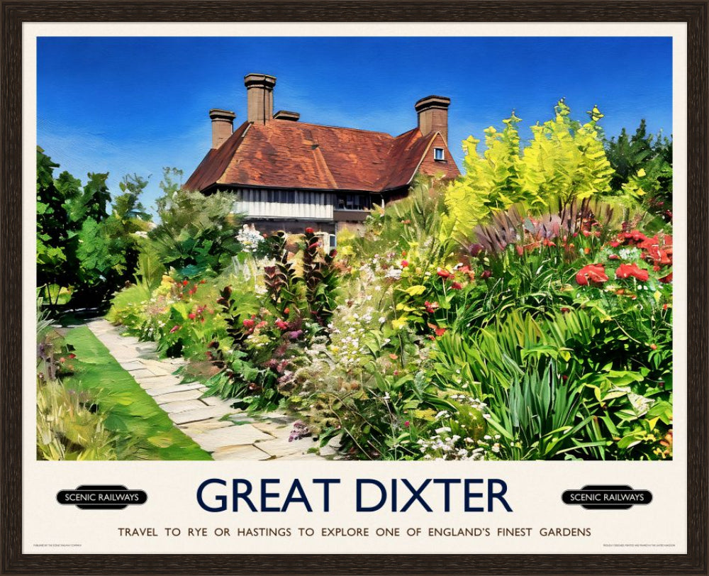 Vintage travel poster- Great Dixter, East Sussex - Scenic Railways