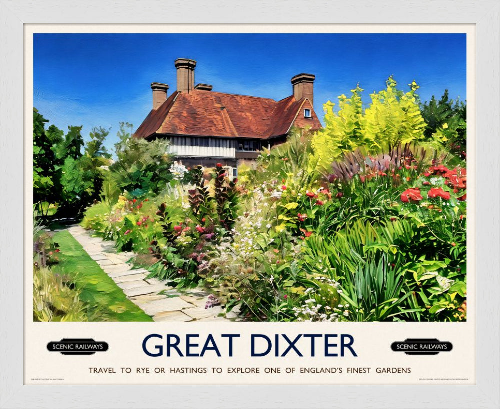 Vintage travel poster- Great Dixter, East Sussex - Scenic Railways