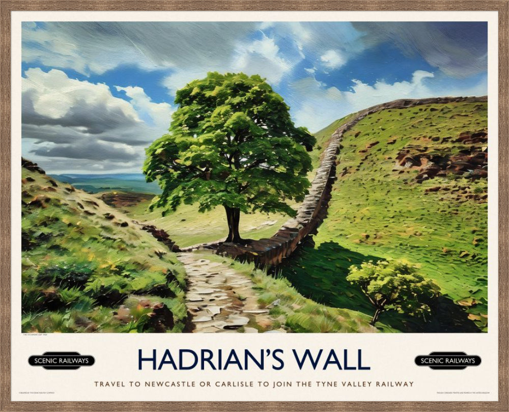 Vintage travel poster- Hadrian's Wall, Northumberland - Scenic Railways