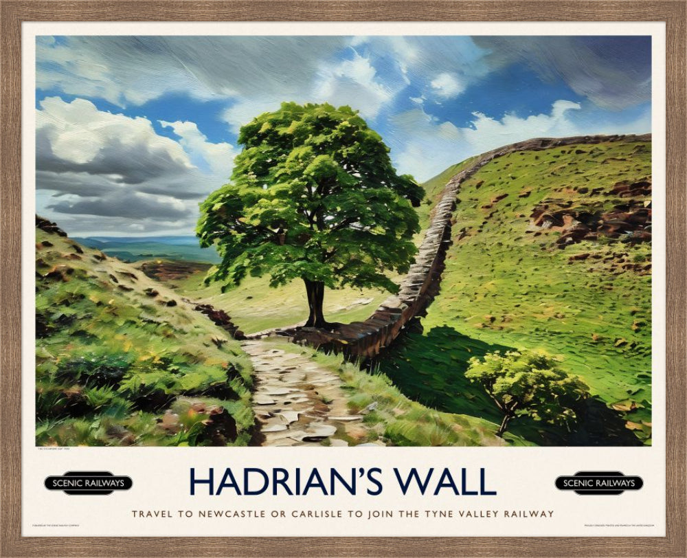 Vintage travel poster- Hadrian's Wall, Northumberland - Scenic Railways