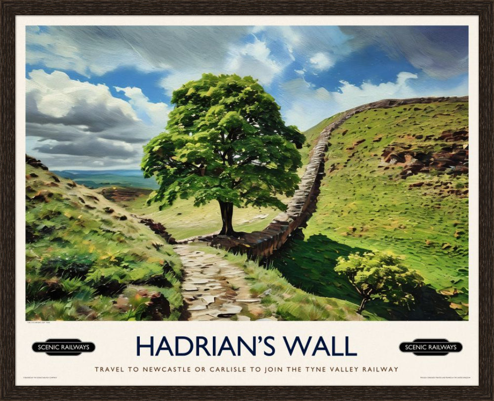 Vintage travel poster- Hadrian's Wall, Northumberland - Scenic Railways