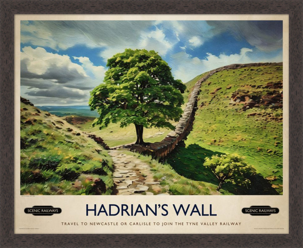 Vintage travel poster- Hadrian's Wall, Northumberland - Scenic Railways