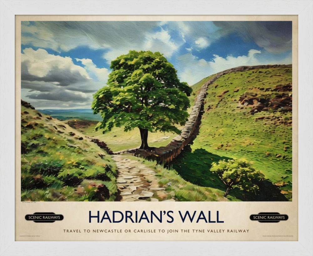 Vintage travel poster- Hadrian's Wall, Northumberland - Scenic Railways