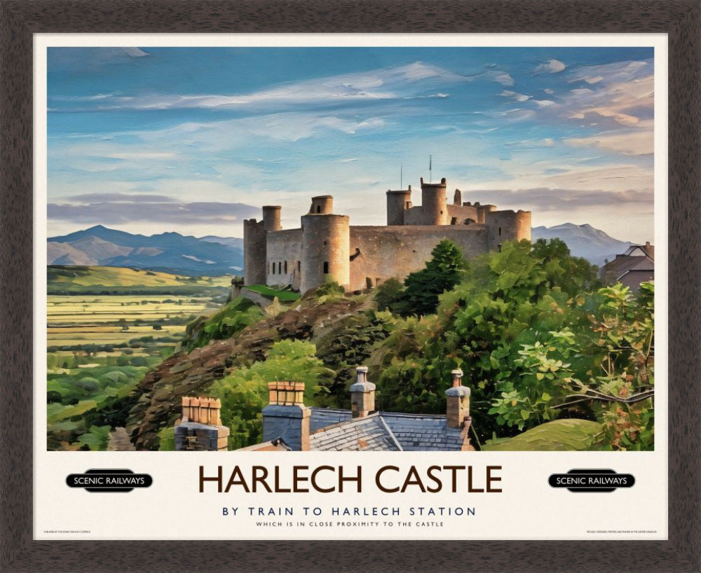 Vintage travel poster- Harlech Castle, Gwynedd - Scenic Railways