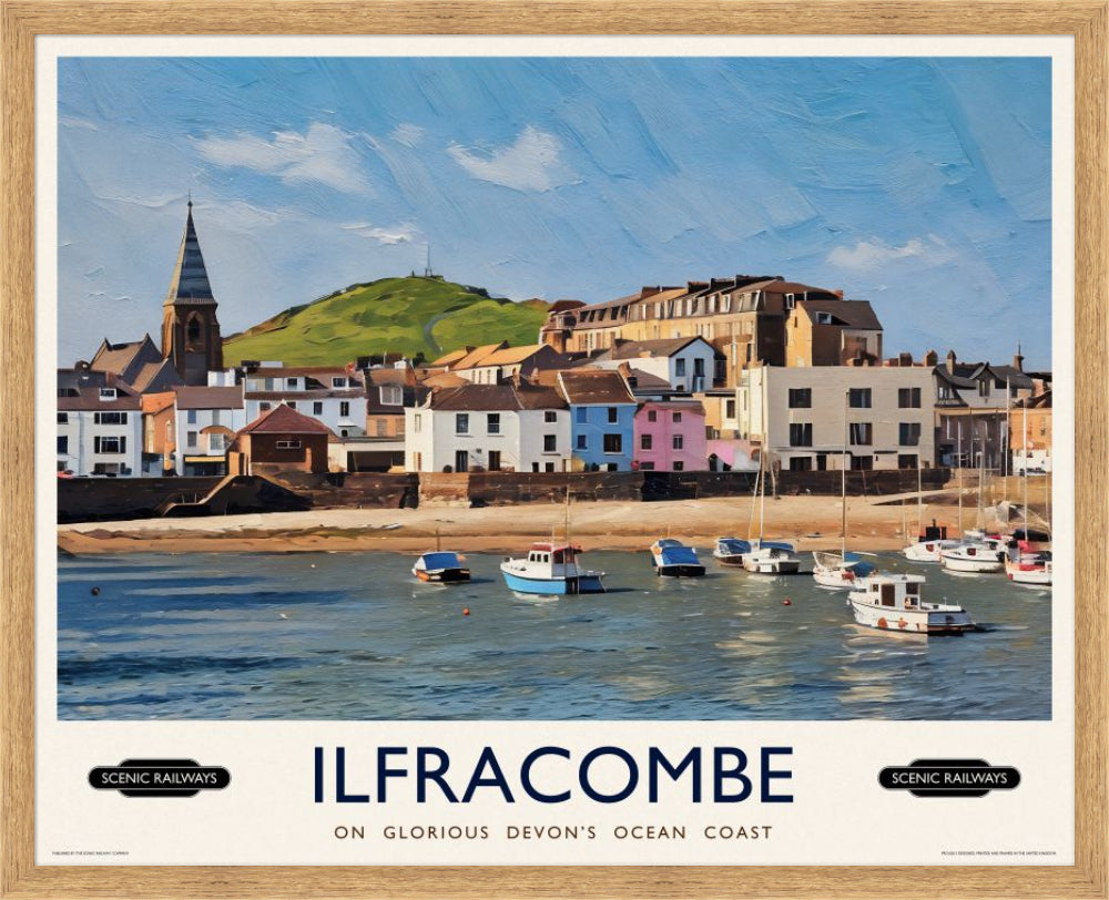 Vintage travel poster- Ilfracombe, Devon - Scenic Railways