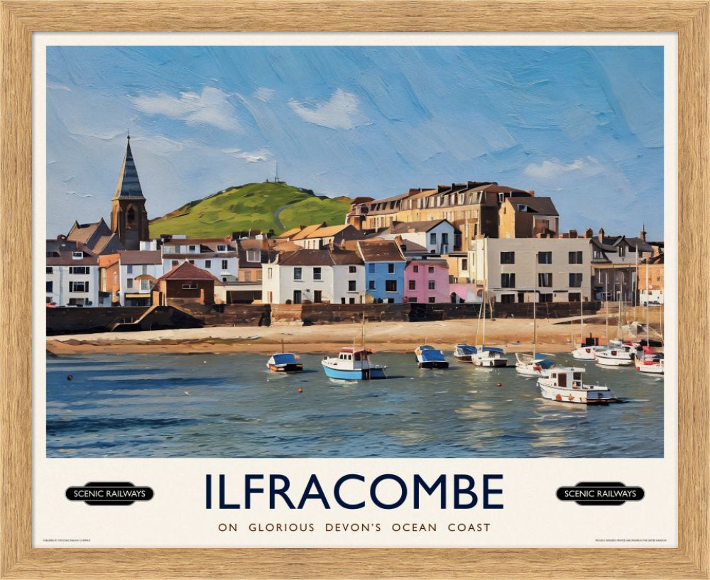 Vintage travel poster- Ilfracombe, Devon - Scenic Railways