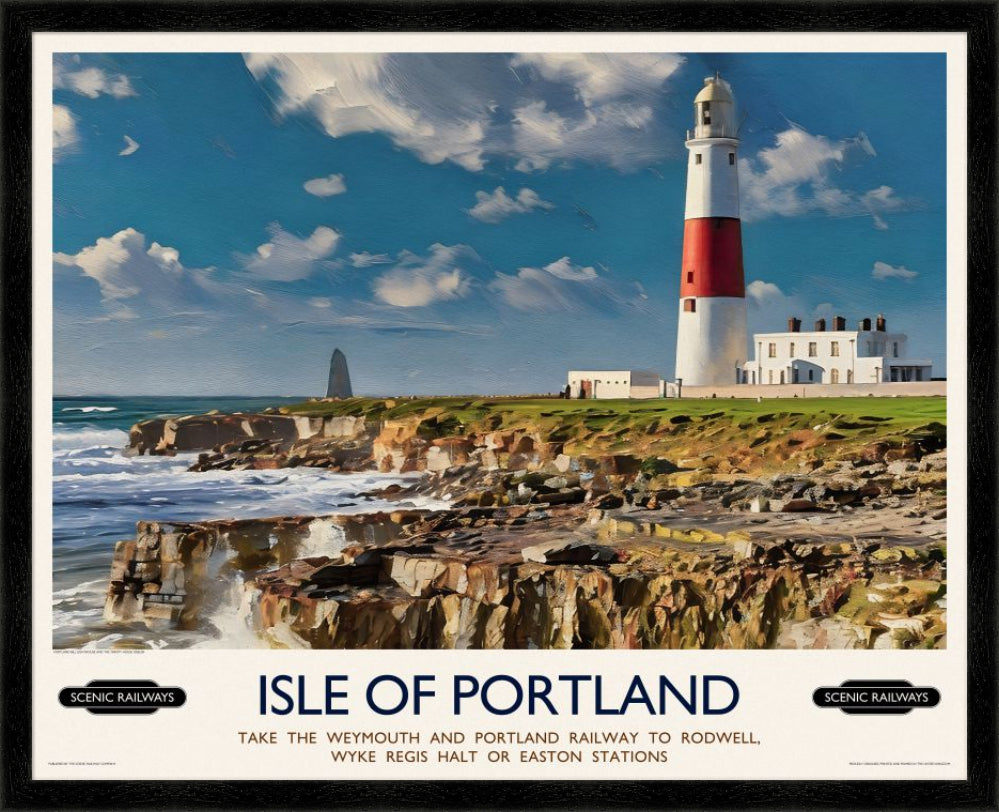 Vintage travel poster- Isle of Portland, Dorset - Scenic Railways