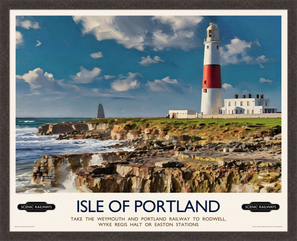 Vintage travel poster- Isle of Portland, Dorset - Scenic Railways