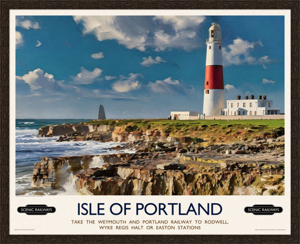 Vintage travel poster- Isle of Portland, Dorset - Scenic Railways