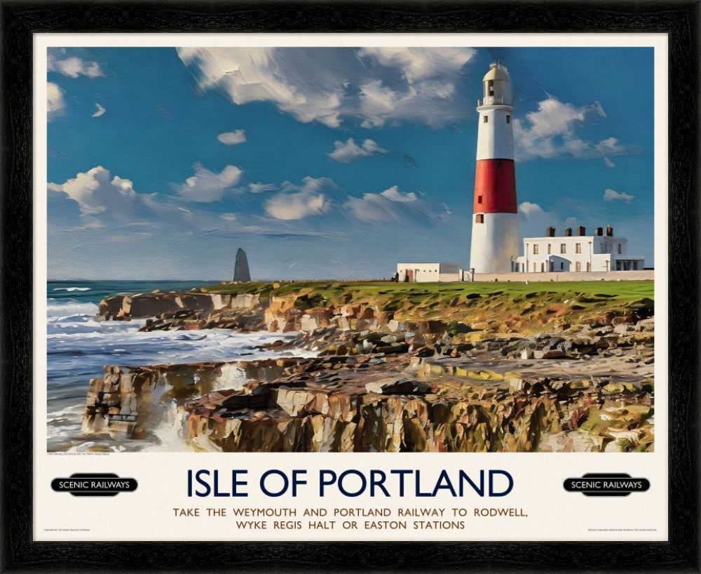 Vintage travel poster- Isle of Portland, Dorset - Scenic Railways