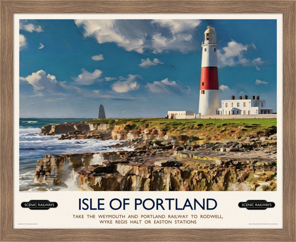 Vintage travel poster- Isle of Portland, Dorset - Scenic Railways