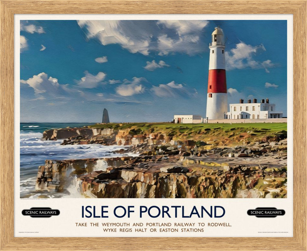 Vintage travel poster- Isle of Portland, Dorset - Scenic Railways