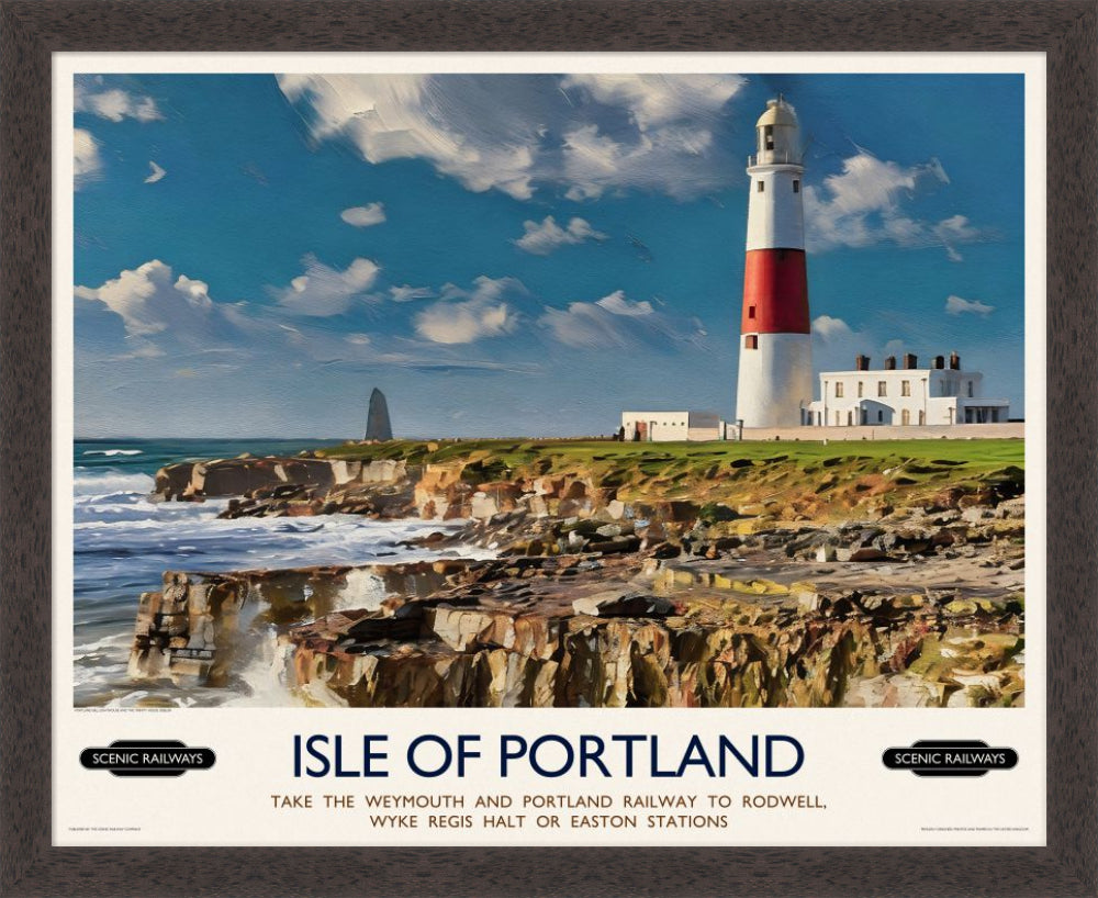 Vintage travel poster- Isle of Portland, Dorset - Scenic Railways