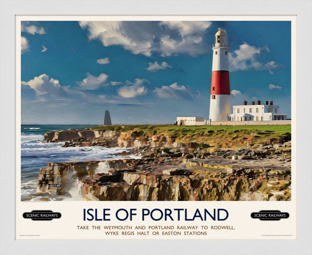 Vintage travel poster- Isle of Portland, Dorset - Scenic Railways