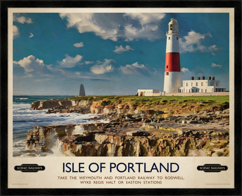 Vintage travel poster- Isle of Portland, Dorset - Scenic Railways