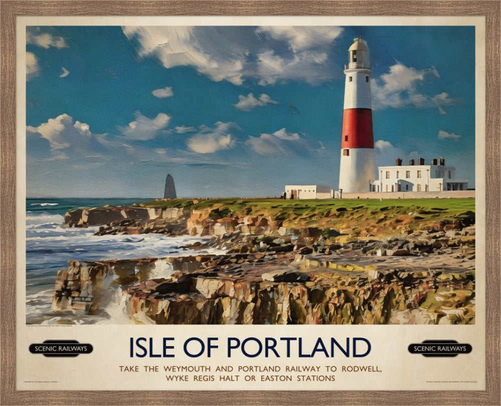 Vintage travel poster- Isle of Portland, Dorset - Scenic Railways