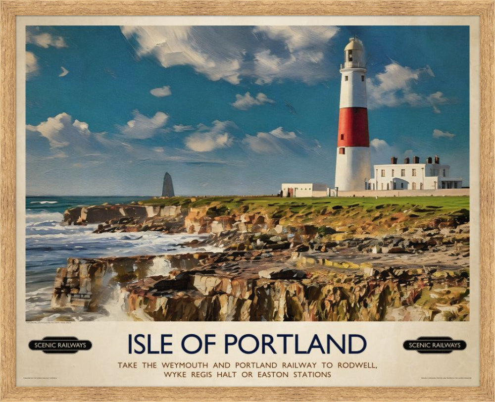 Vintage travel poster- Isle of Portland, Dorset - Scenic Railways