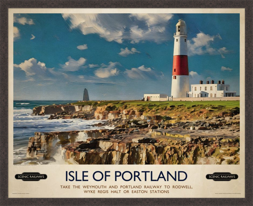 Vintage travel poster- Isle of Portland, Dorset - Scenic Railways