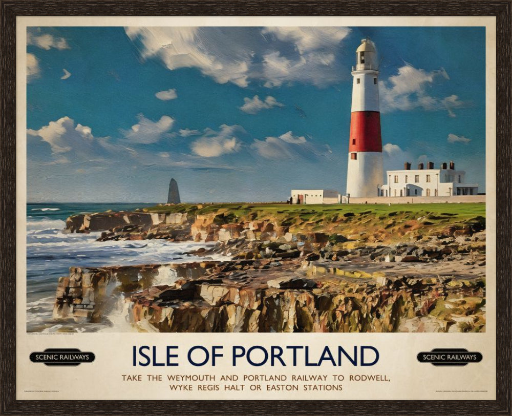 Vintage travel poster- Isle of Portland, Dorset - Scenic Railways