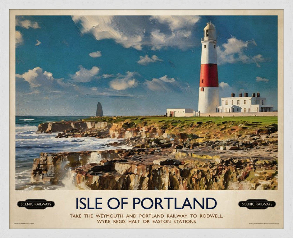 Vintage travel poster- Isle of Portland, Dorset - Scenic Railways