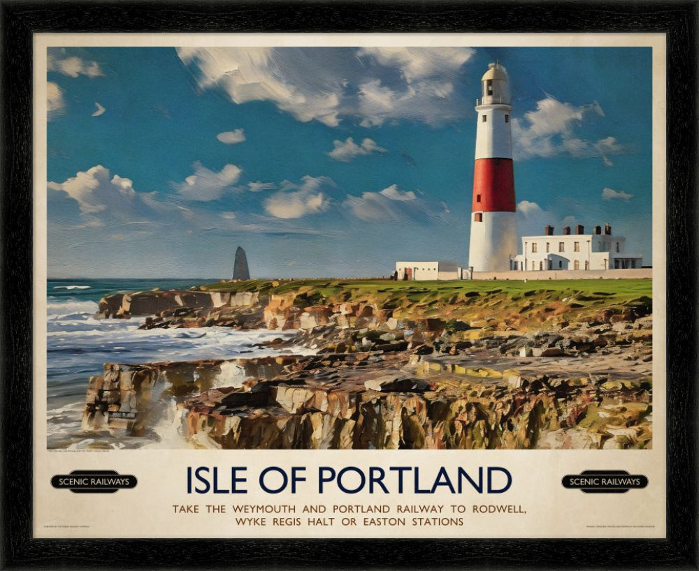 Vintage travel poster- Isle of Portland, Dorset - Scenic Railways