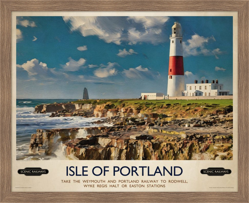 Vintage travel poster- Isle of Portland, Dorset - Scenic Railways