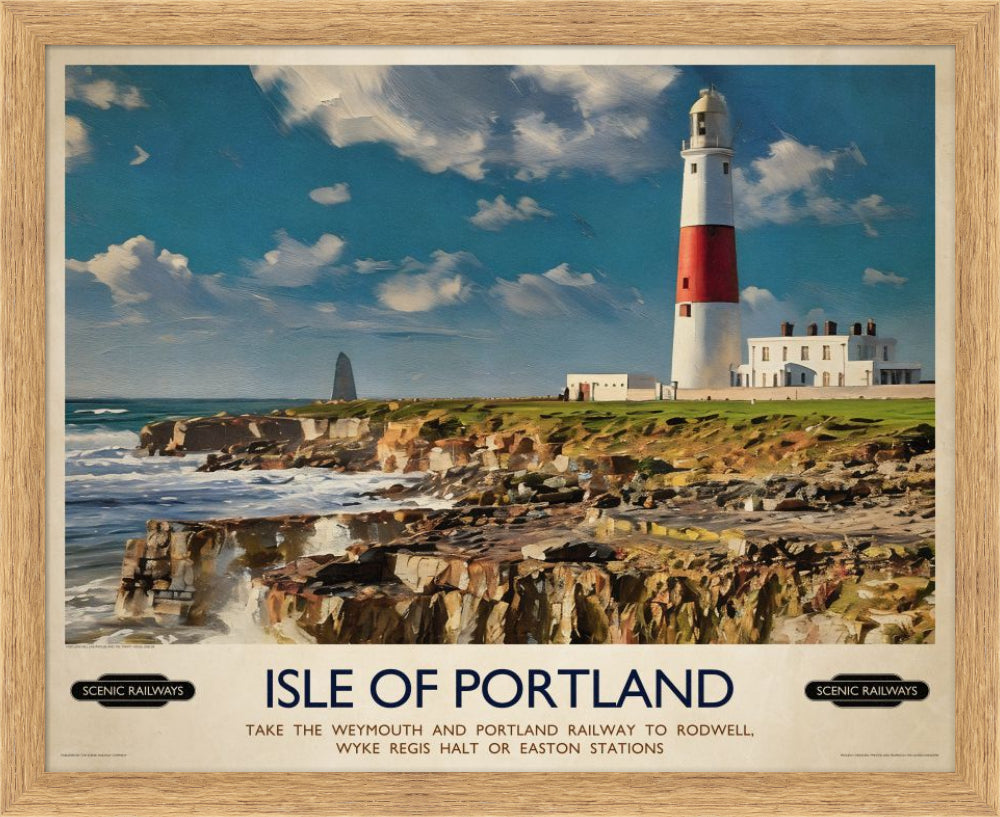 Vintage travel poster- Isle of Portland, Dorset - Scenic Railways