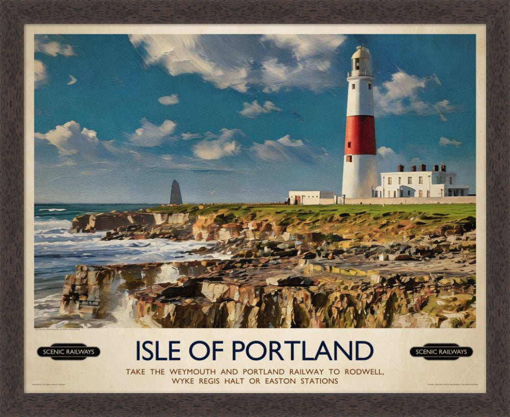 Vintage travel poster- Isle of Portland, Dorset - Scenic Railways