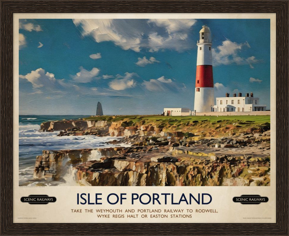 Vintage travel poster- Isle of Portland, Dorset - Scenic Railways