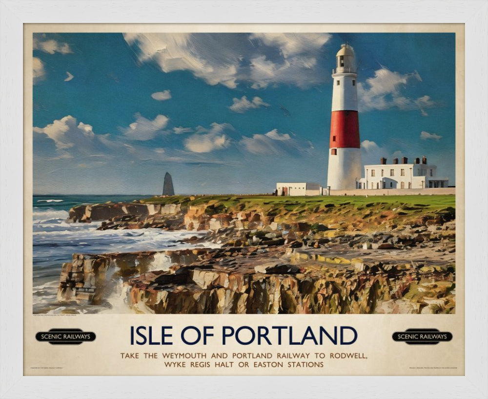 Vintage travel poster- Isle of Portland, Dorset - Scenic Railways