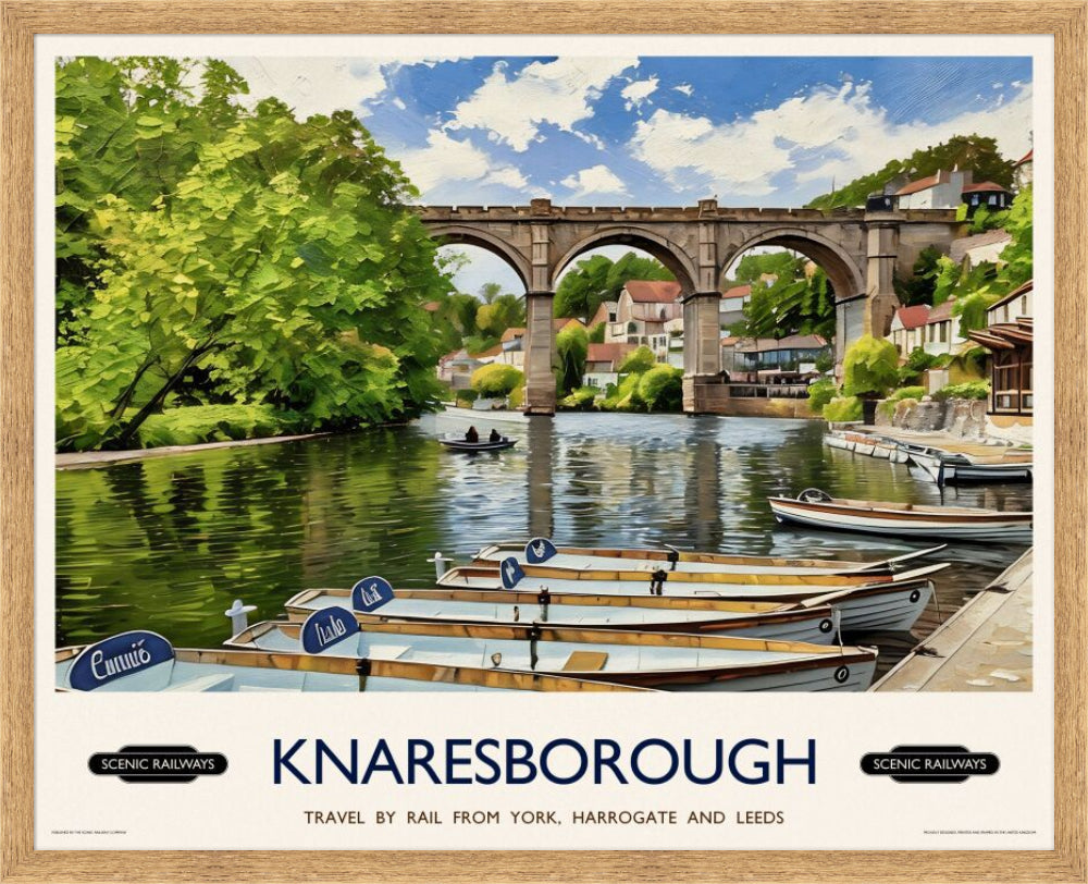 Vintage travel poster- Knaresborough, Yorkshire - Scenic Railways