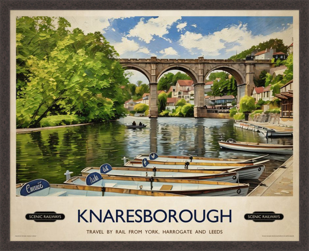 Vintage travel poster- Knaresborough, Yorkshire - Scenic Railways