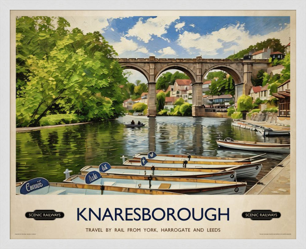 Vintage travel poster- Knaresborough, Yorkshire - Scenic Railways