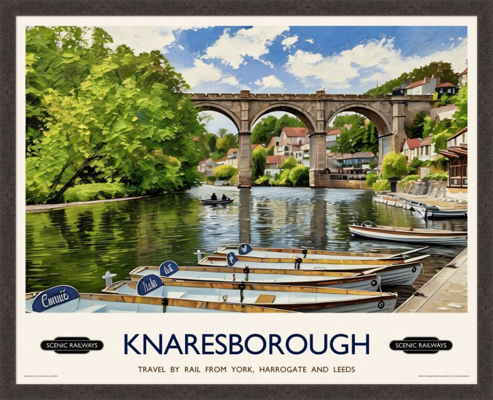 Vintage travel poster- Knaresborough, Yorkshire - Scenic Railways