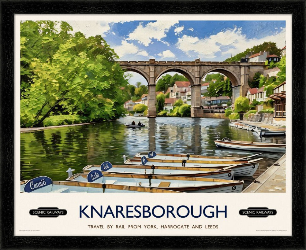 Vintage travel poster- Knaresborough, Yorkshire - Scenic Railways