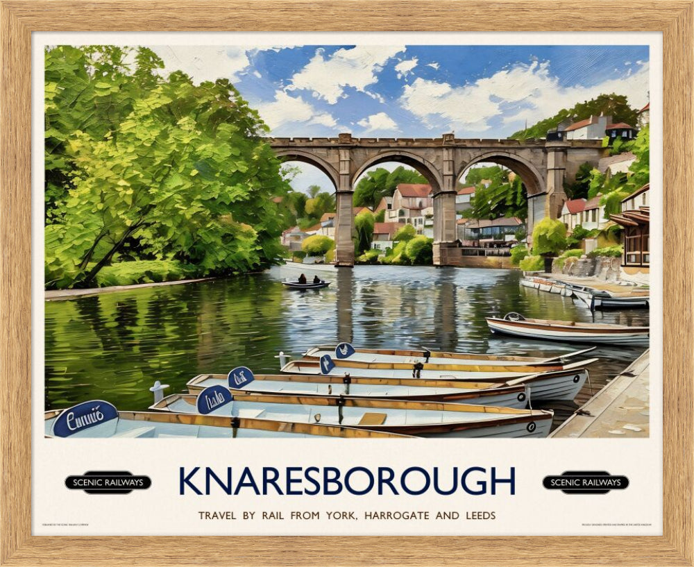 Vintage travel poster- Knaresborough, Yorkshire - Scenic Railways