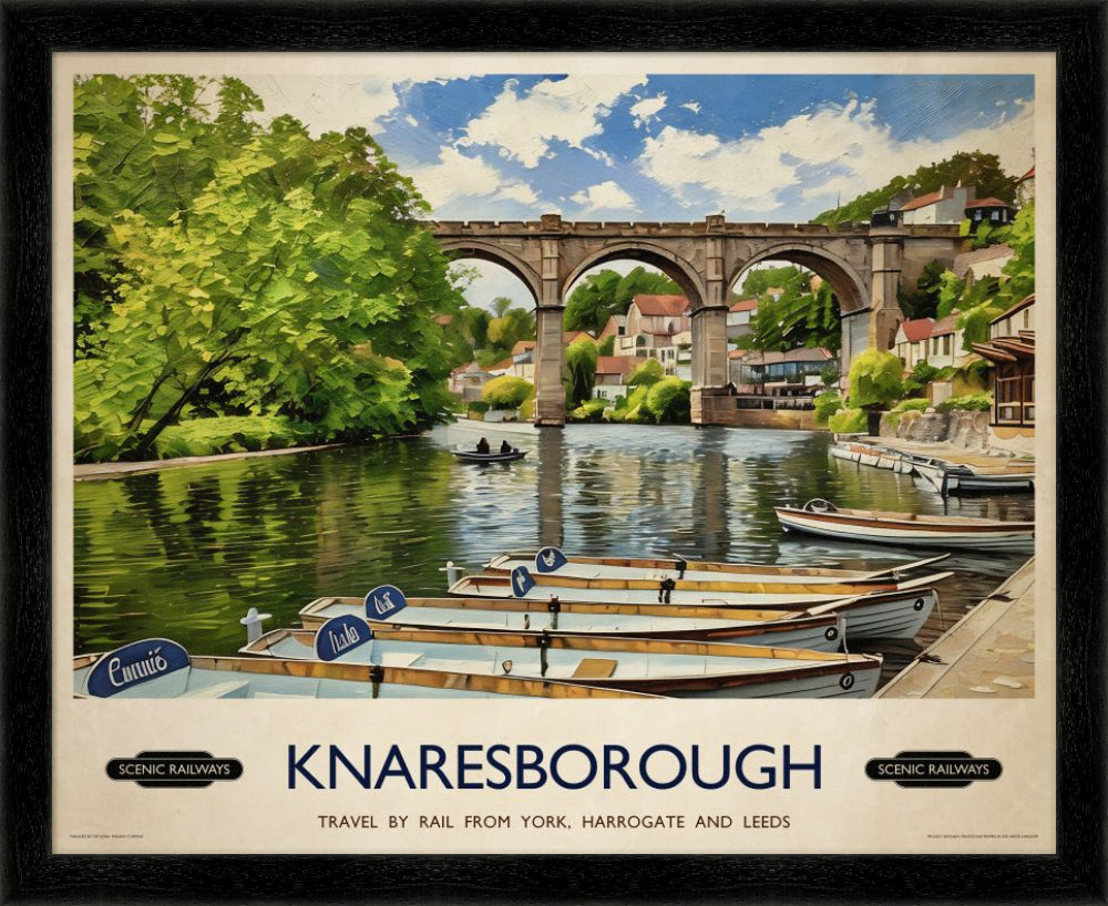 Vintage travel poster- Knaresborough, Yorkshire - Scenic Railways