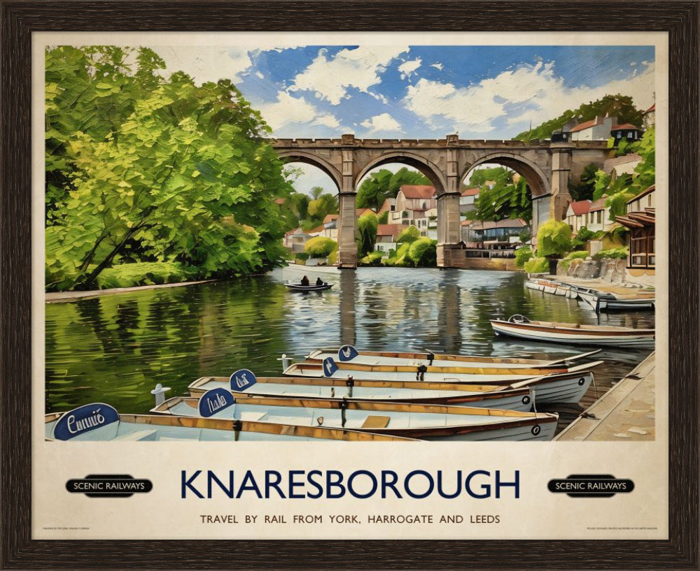 Vintage travel poster- Knaresborough, Yorkshire - Scenic Railways