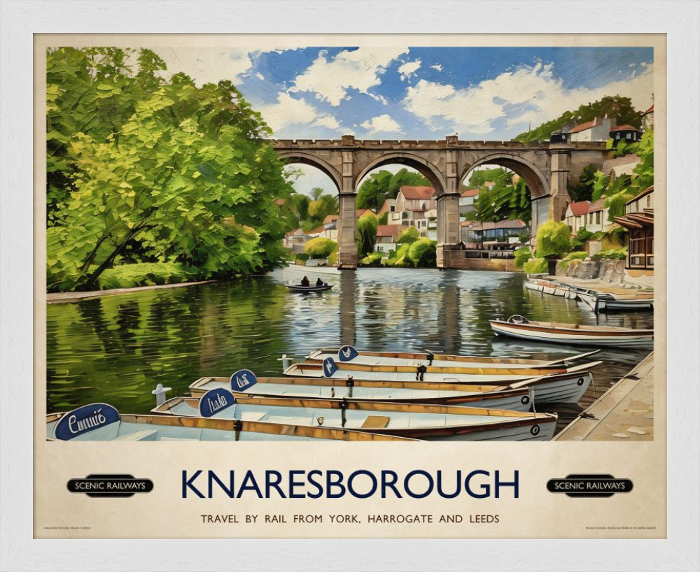 Vintage travel poster- Knaresborough, Yorkshire - Scenic Railways