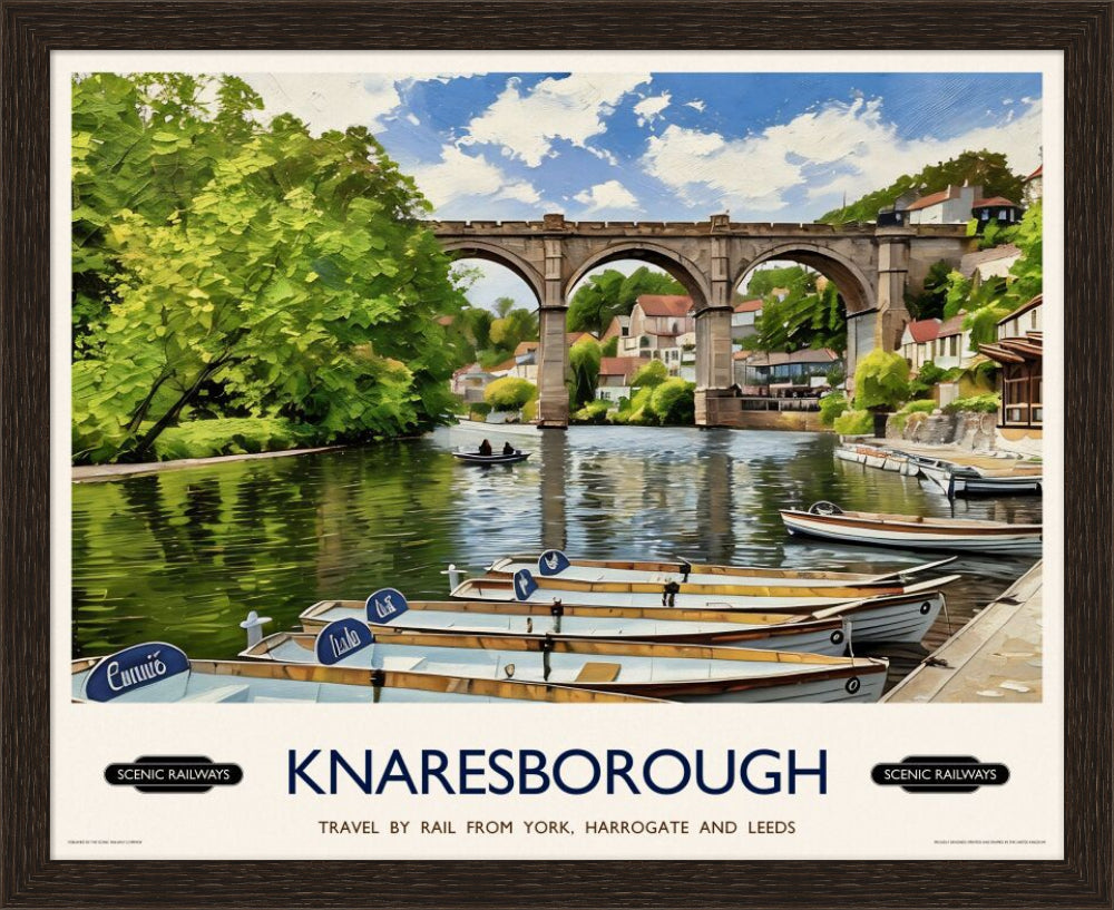 Vintage travel poster- Knaresborough, Yorkshire - Scenic Railways