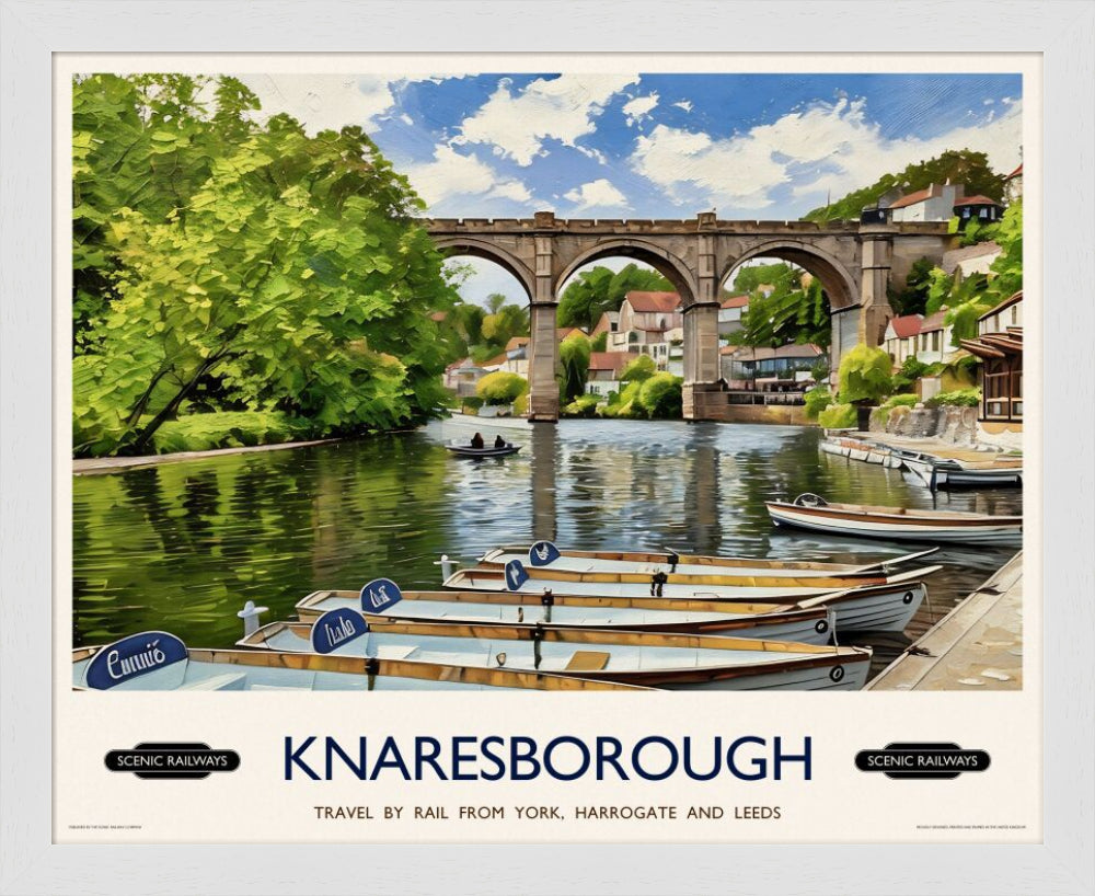 Vintage travel poster- Knaresborough, Yorkshire - Scenic Railways