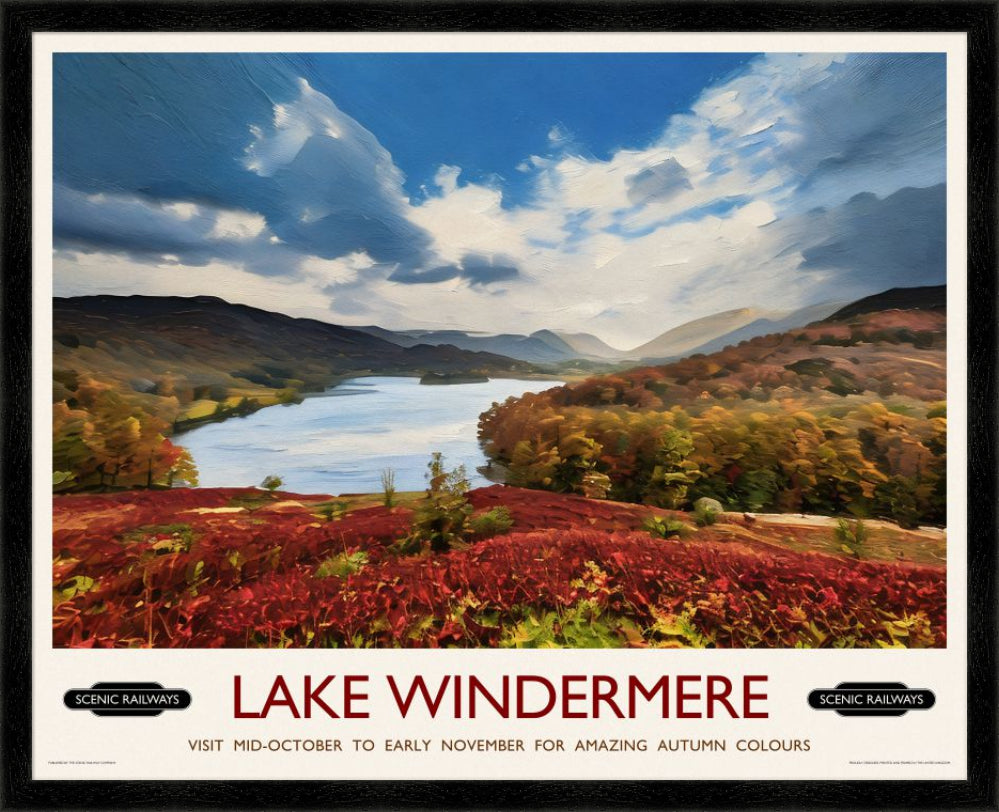 Vintage travel poster- Lake Windermere, Cumbria - Scenic Railways