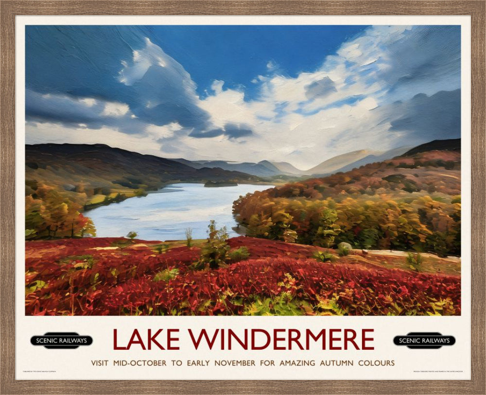 Vintage travel poster- Lake Windermere, Cumbria - Scenic Railways