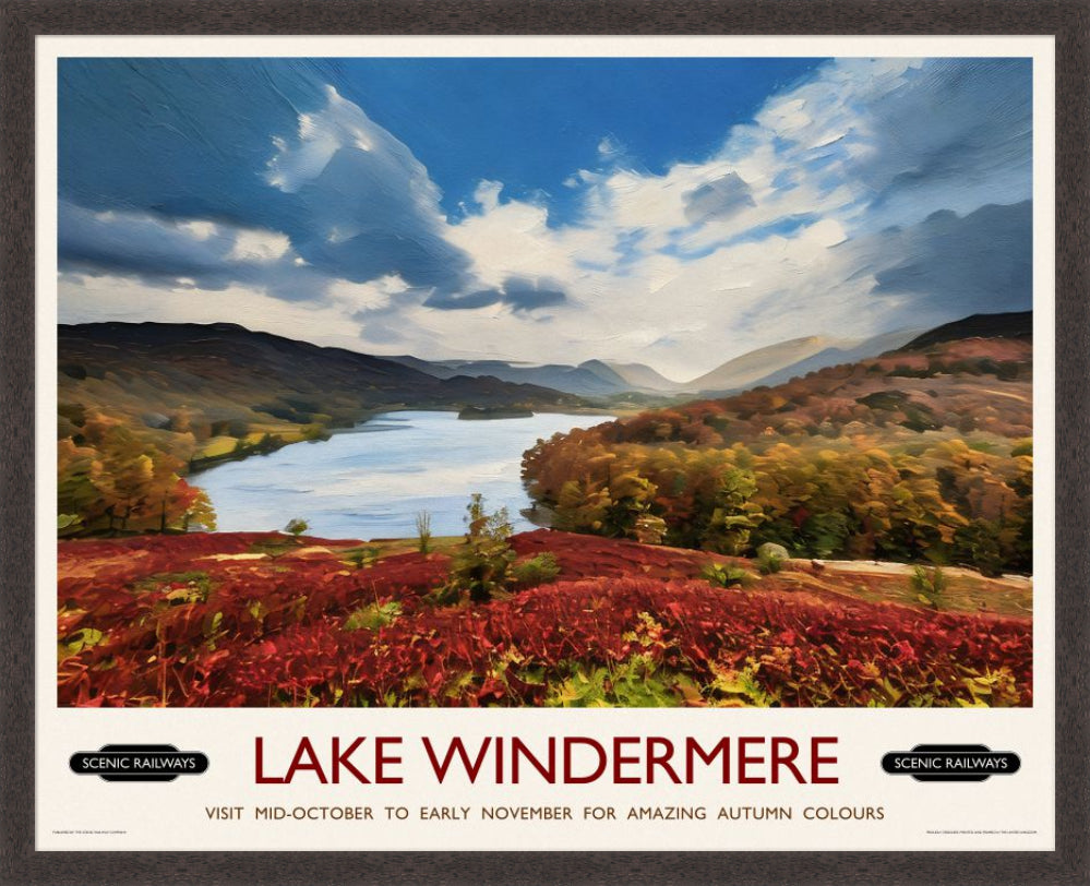 Vintage travel poster- Lake Windermere, Cumbria - Scenic Railways